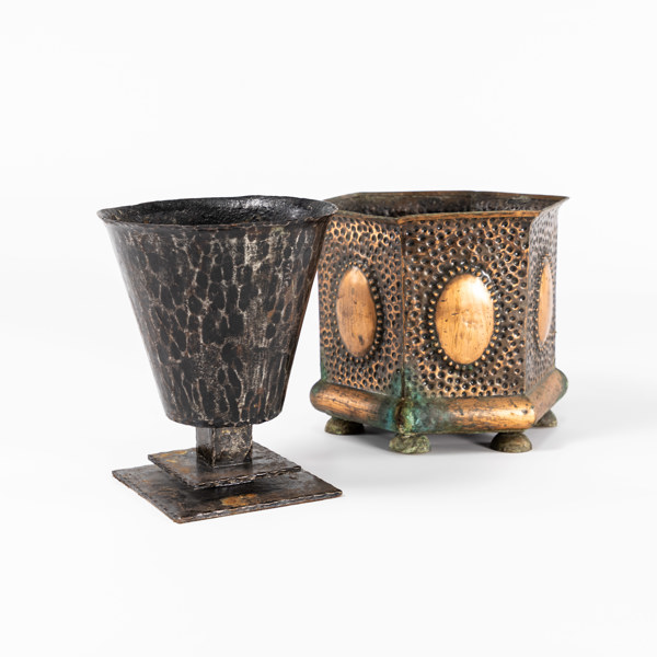 Ytterfoder, 2 st, järn och koppar, högsta 19,5 cm