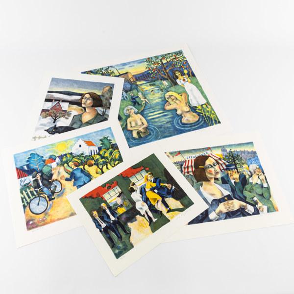 Jussi Taipaleenmäki, litografier, 5 st, numrerade, signerade