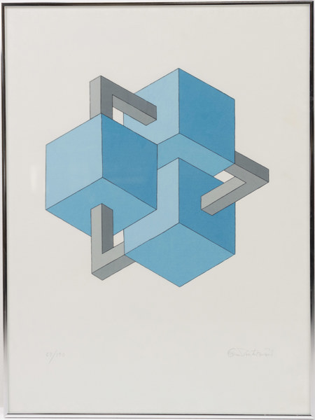 Oscar Reutersvärd, litografi, 63/190, signerad, 48x63 cm