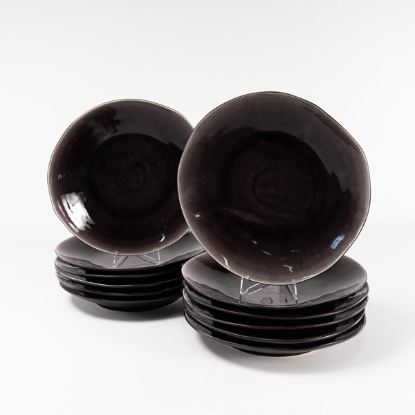 Tallrikar, 12 st, "Crackle", Indiska, diameter 34 cm