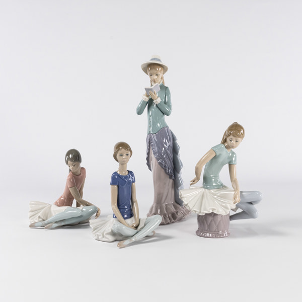 Figuriner, 4 st, Lladro, högsta 36 cm