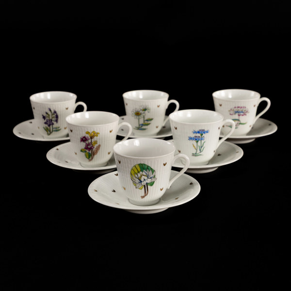 Louise Adelborg, moccaservis, 12 delar, "Landskapsblommor", Rörstrand