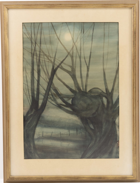 Hildegard Falk, akvarell, signerad, 91x69 cm