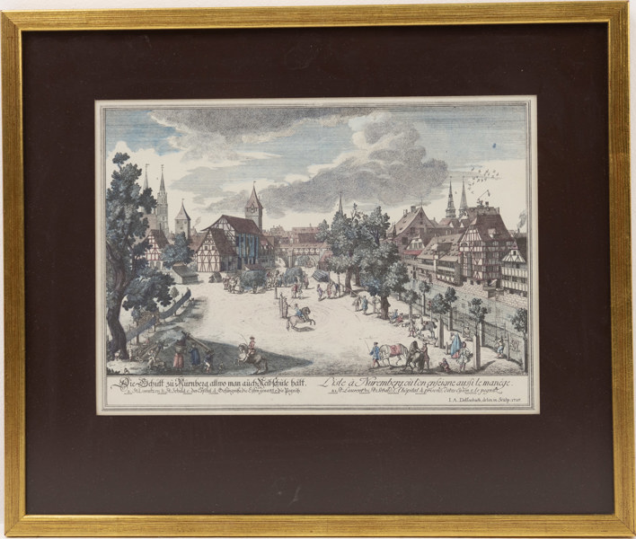 Tryck, motiv från Nürnberg, 45 x 38 cm