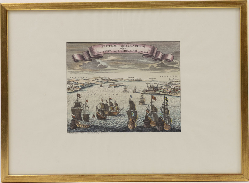 Inramat tryck, "Öresund", 51 x 37 cm