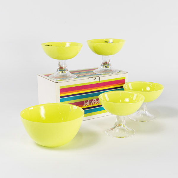 Ingela Benson, skålar, 5 delar, "Jelly Bean", högsta 10 cm