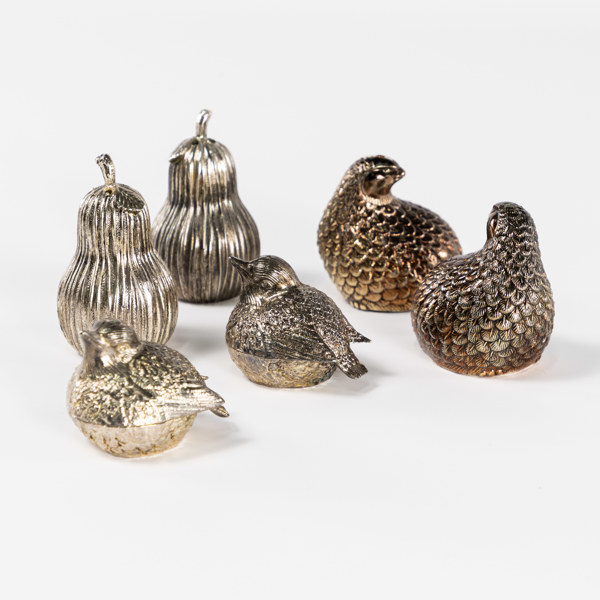 Ströare, 6 st, nysilver, högsta 7,5 cm