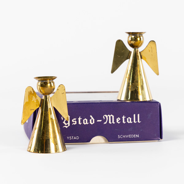 Ljusänglar, ett par, mässing, Ystad Metall, höjd 7 cm
