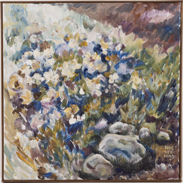 Ebbe Höglund, olja på duk, "Blomdoft", signerad, 57 x 57 cm