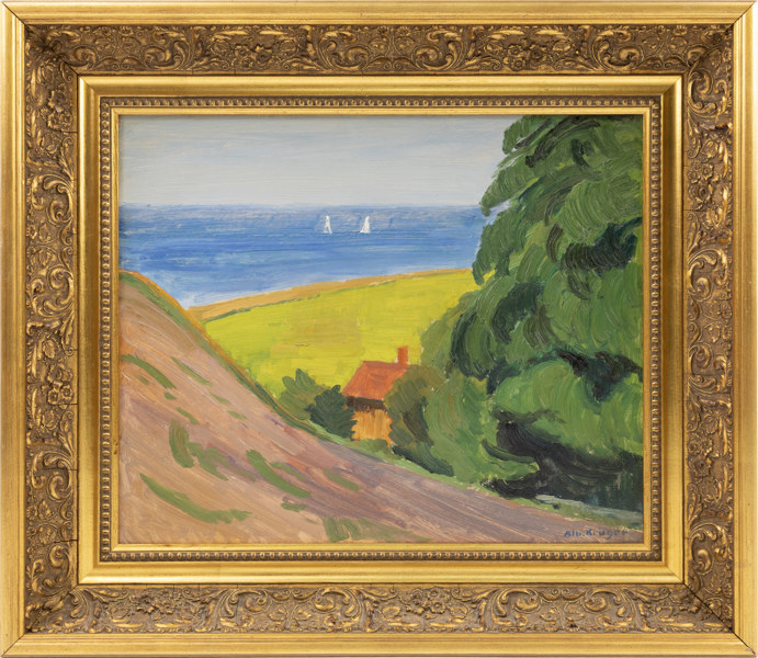 Albert Krüger, olja på pannå, signerad, 62 x 54 cm