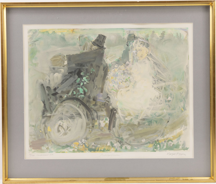 Ragnar Persson, handkolorerad litografi, 30/180, signerad, 85 x 72 cm