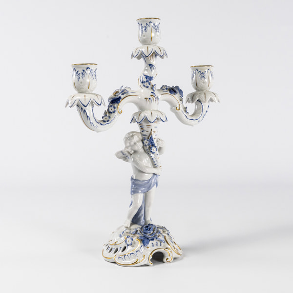 Kandelaber, porslin, Schierholz, höjd 36 cm