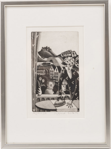 Eva Rex, etsning, signerad, 5/50, 27 x 36 cm