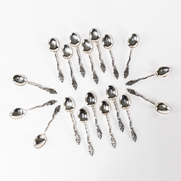 Kaffeskedar, 18 st, silver, vikt 193,6 gram