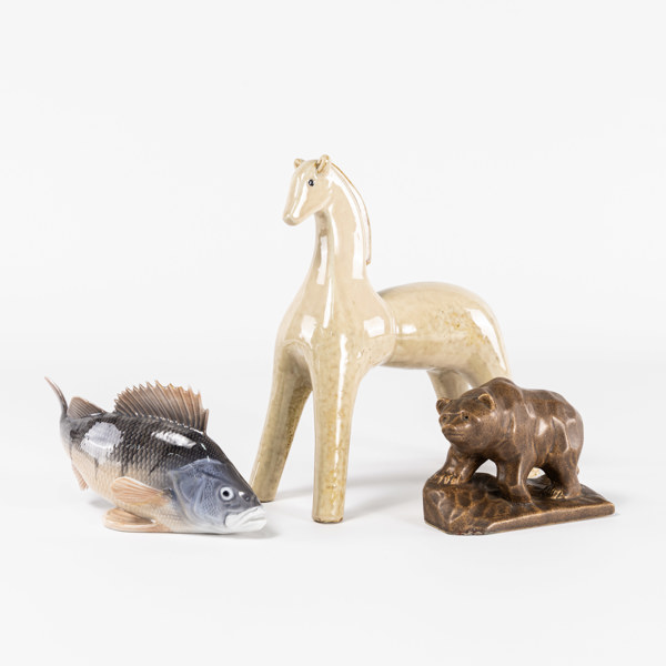 Figuriner, 3 st, bl a Royal Copenhagen, högsta 22 cm