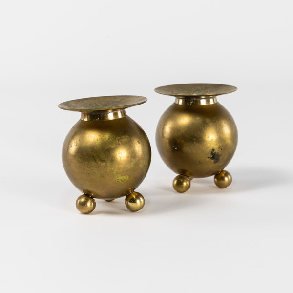 Kulljusstakar, ett par, mässing, höjd 9 cm