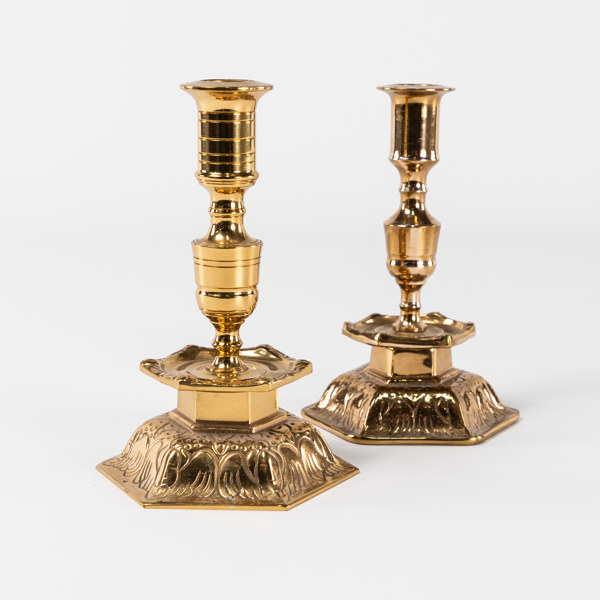 Ljusstakar, 2 st, mässing, bl a Ystad Metall, högsta 17 cm