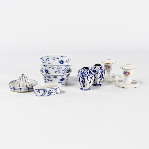 Små porslinsföremål, 9 delar, bl a Rosenthal, B&G, högsta 5 cm