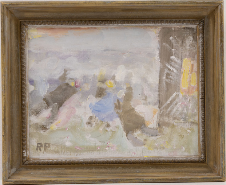 Ragnar Persson, olja på duk, "Dans på sommarfält", monogramsignerad, 44 x 36 cm