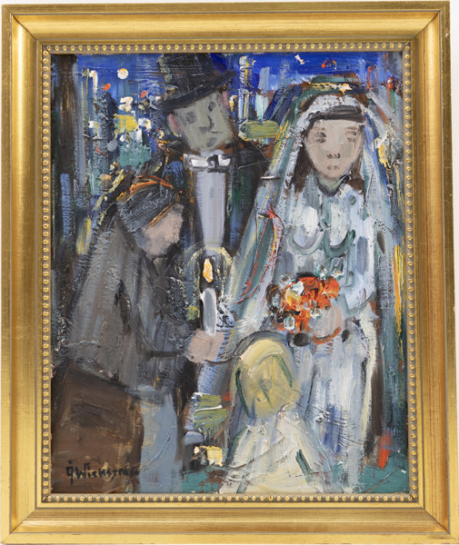 Åke Wickström, olja på duk, "Sommarbröllop", signerad, 41 x 49 cm