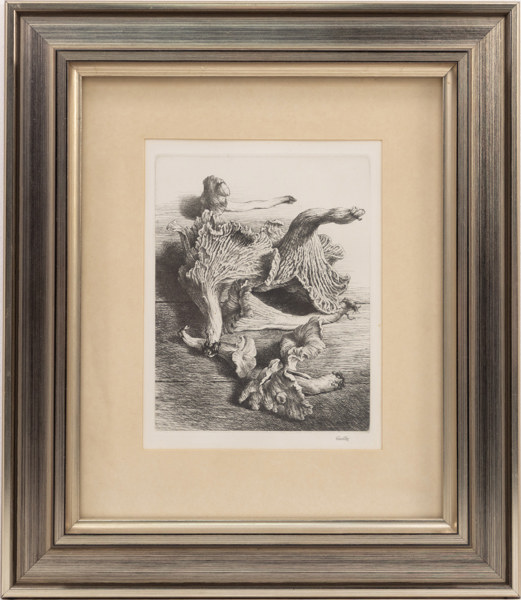 Folke Gullby, etsning, "Kantareller", signerad, 34 x 39 cm