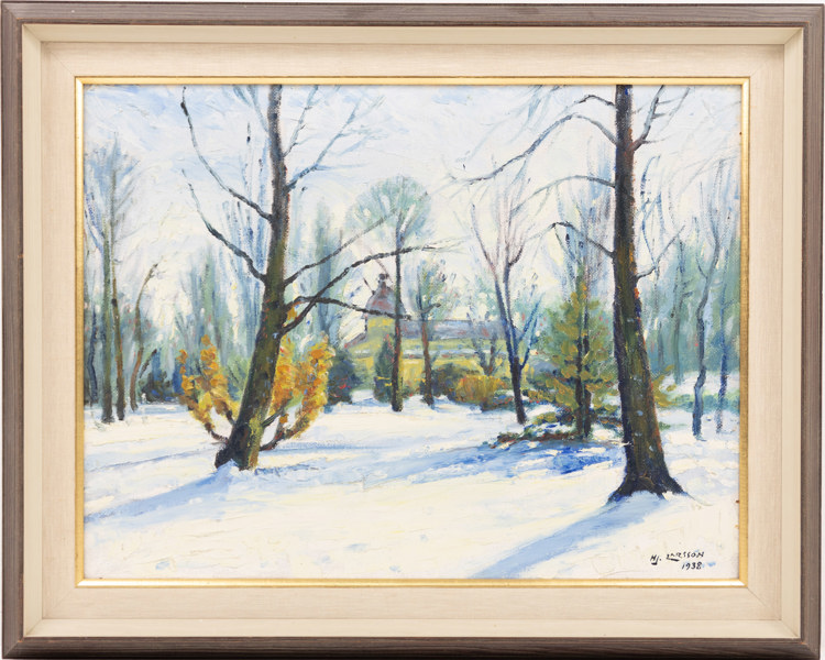 Hjalmar Larsson, olja på pannå, signerad, 1938, 75x59 cm