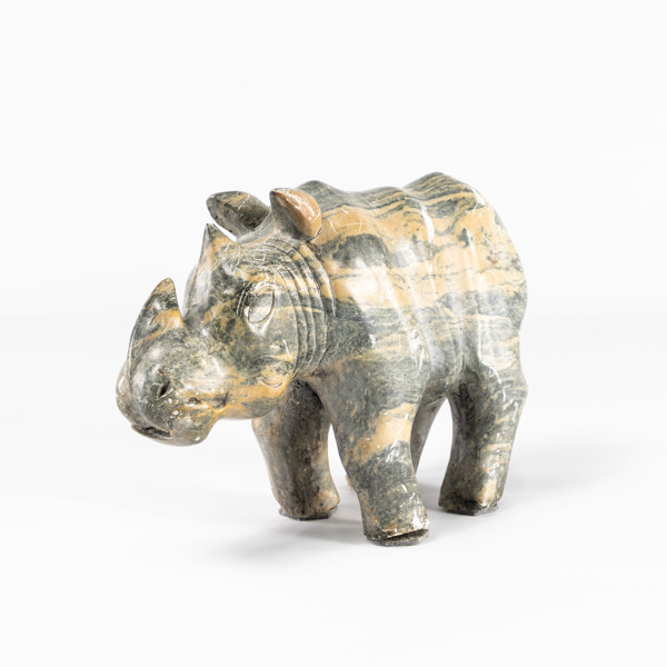 Skulptur, sten, noshörning, höjd 22 cm