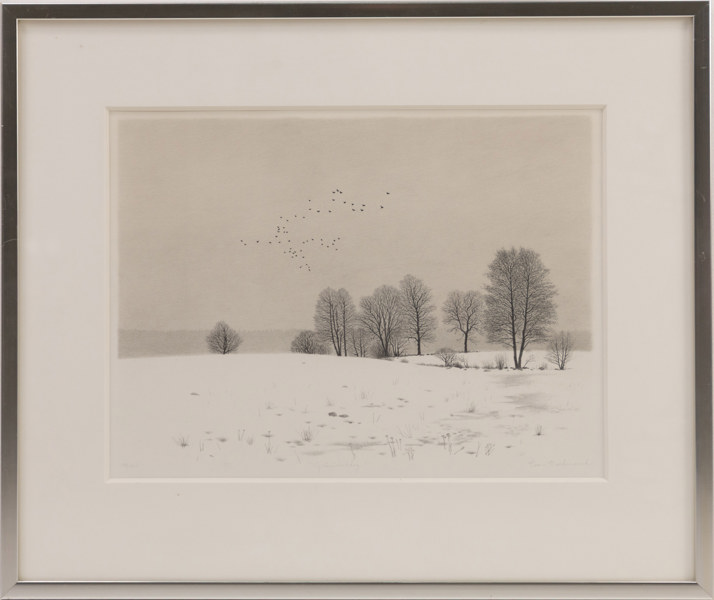 Carin Backmarck, litografi, "Gråvädersdag", signerad, numrerad 175/200, 52 x 44 cm