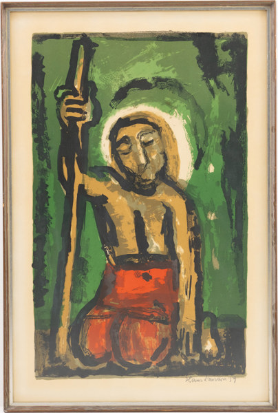 Hans Larsson, litografi, signerad, 48x72 cm