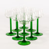 Vitvinsglas, 9 st, med grön fot, höjd 16 cm