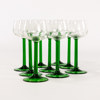 Vitvinsglas, 9 st, med grön fot, höjd 16 cm
