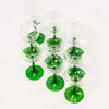 Vitvinsglas, 9 st, med grön fot, höjd 16 cm