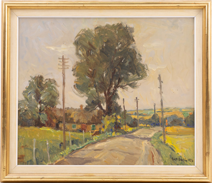Gustav Berlin, olja på pannå, signerad, 1953, 63x55 cm
