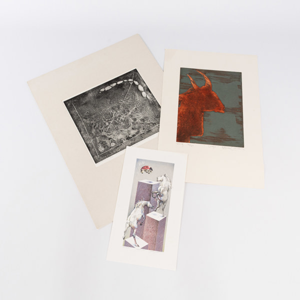 Grafiska blad, 3 st, bl a Janeric Johansson, 65x50 cm