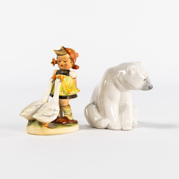 Figuriner, 2 st, Lladro, Hummel, högsta 10,5 cm