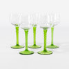 Vitvinsglas, 5 st, med grön fot, höjd 17,5 cm