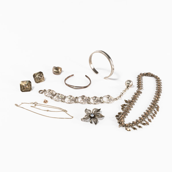 Smycken, silver, 9 delar