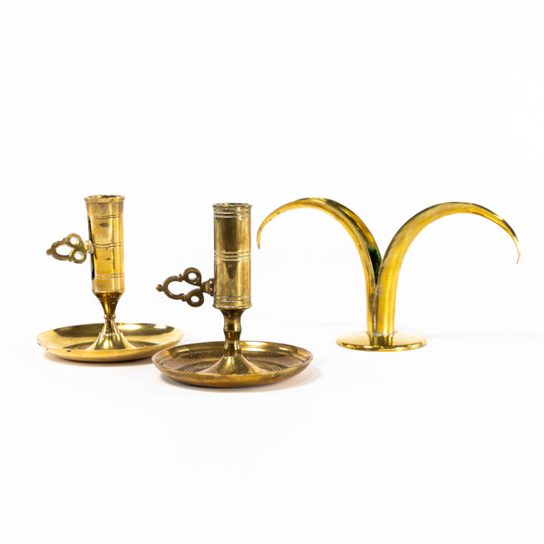 Ljusstakar, 3 st, mässing, högsta 11 cm