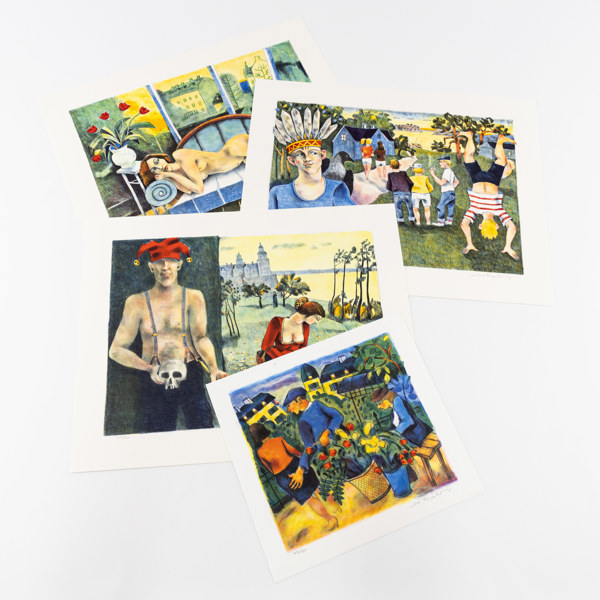 Jussi Taipaleenmäki, litografier, 4 st, numrerade, signerade