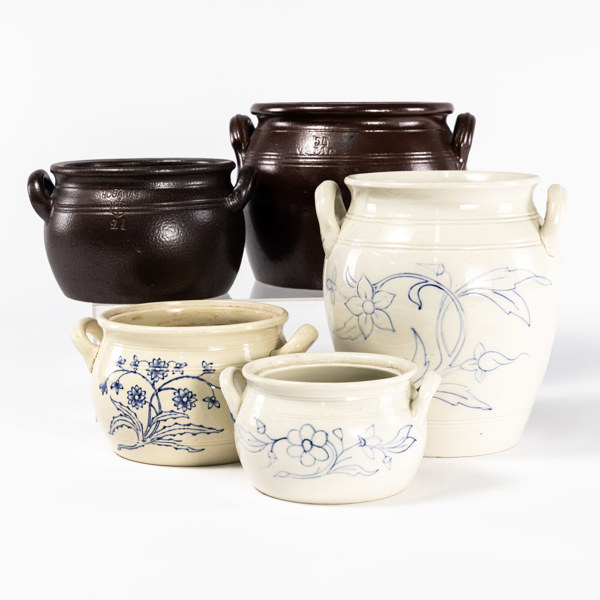 Krus, 5 st, bl a Ystad, Göteborg, högsta 24 cm