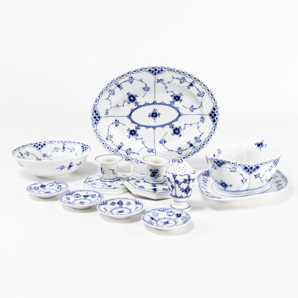 Servisdelar, 10 st, "Musselmalet", Royal Copenhagen