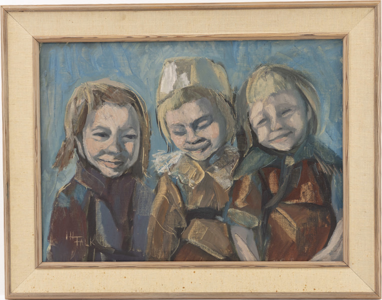Hildegard Falk, olja på duk, signerad, 69x54 cm