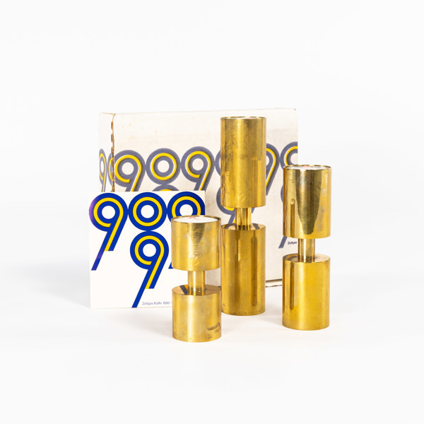 Thelma Zoéga, ljusstakar, 3 st, mässing, höjd 10-18 cm