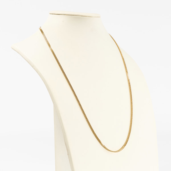 Kedja, hamrad pansarlänk, 18k guld, längd 70 cm