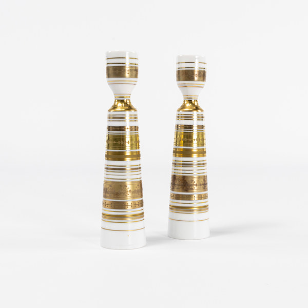 Björn Wiinblad, ljusstakar, ett par, Rosenthal, Studio Linie, höjd 17,5 cm