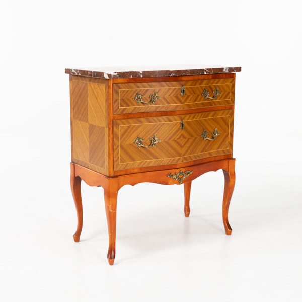 Stilbyrå, trä/marmor, 1900-tal, bredd 63 cm