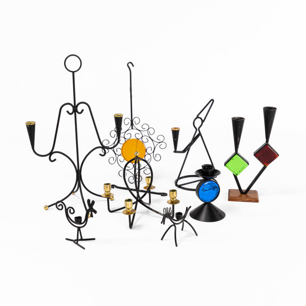 Ljusstakar i smide, 8 delar, bl a Gunnar Ander