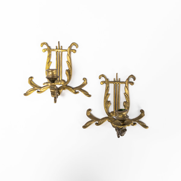 Vägglampetter, ett par, mässing, djup 10,5 cm