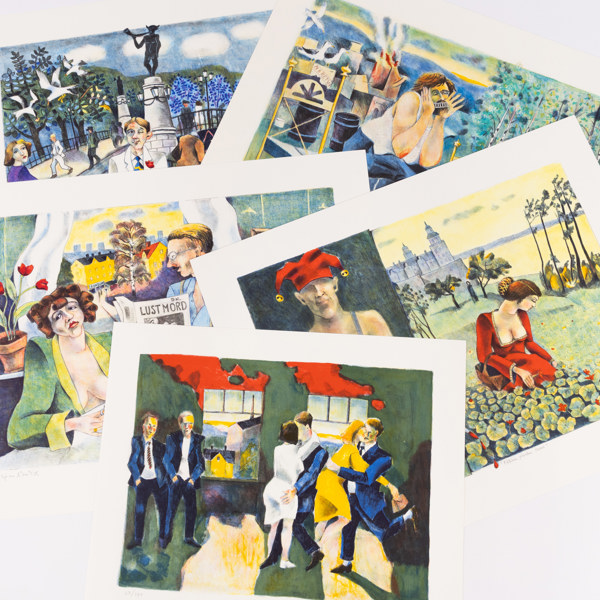 Jussi Taipaleenmäki, litografier, 5 st, numrerade, signerade