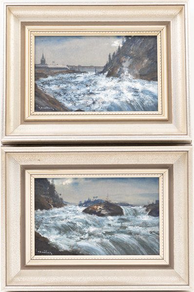 Hjalmar Lundberg, olja på pannå, 2 st, signerade, 31 x 24 cm